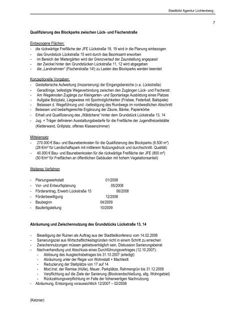 Stadtbild Agentur Lichtenberg Protokoll vom 13.11.07 7. Beratung ...