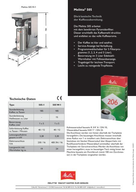 Melitta 505 Prospekt - Planerhandbuch