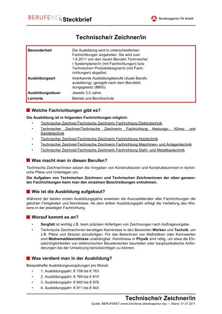 Technische/r Zeichner/in Steckbrief Technische/r ... - Planet Beruf.de