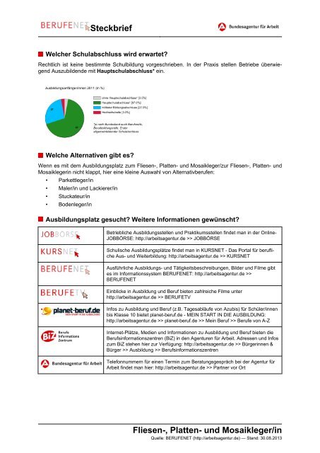 Fliesen-, Platten- und Mosaikleger/in ( PDF ) - Planet Beruf.de