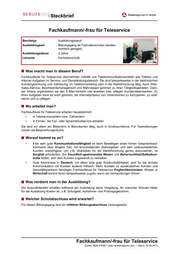 BERUFENET-Steckbrief ausdrucken