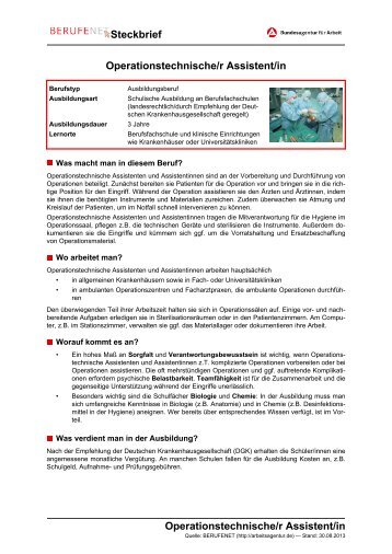 Operationstechnische/r Assistent/in ( PDF ) - Planet Beruf.de