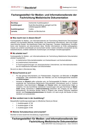 Steckbrief - BERUFEnet