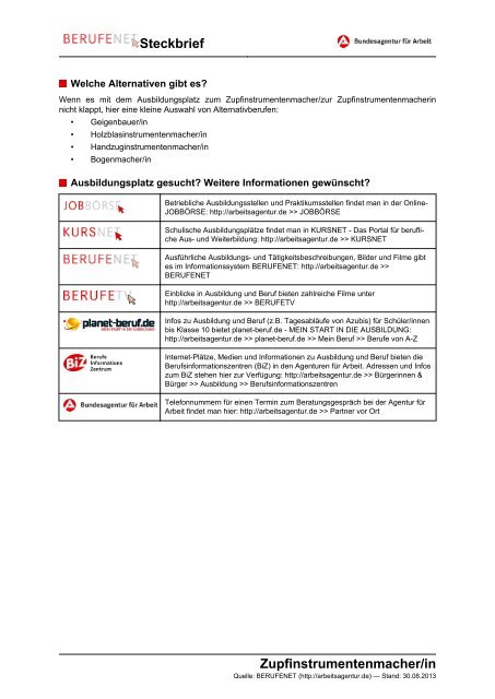 Zupfinstrumentenmacher/in Steckbrief ... - BERUFEnet