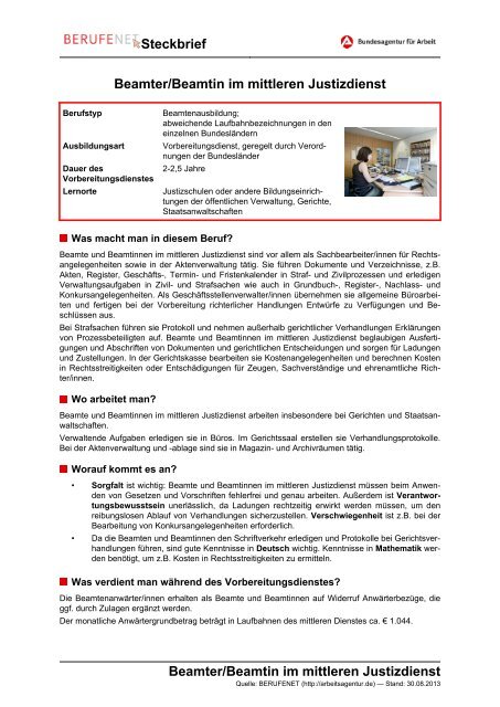 Justizdienst (mittlerer Dienst) ( PDF ) - Planet Beruf.de