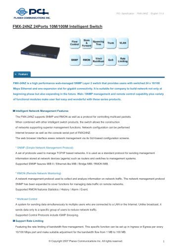 FMX-24NZ 24Ports 10M/100M Intelligent Switch - Planex.net