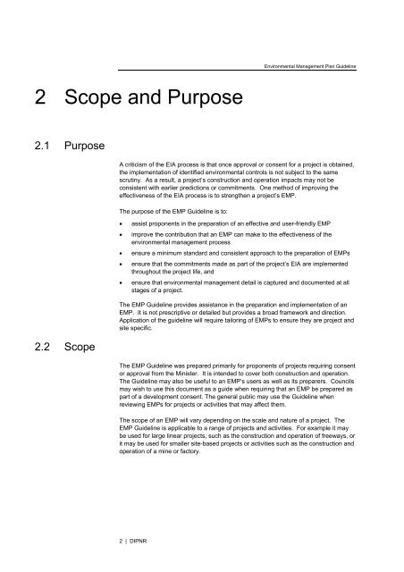 Guideline for the Preparation of Environmental Management Plans