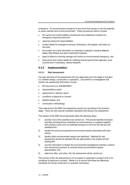 Guideline for the Preparation of Environmental Management Plans