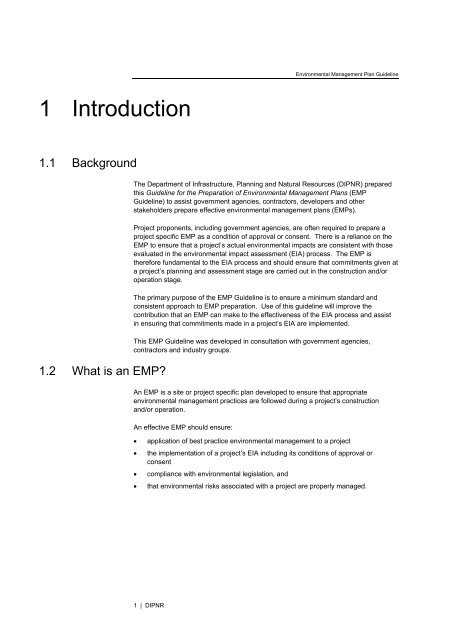 Guideline for the Preparation of Environmental Management Plans