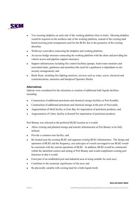 Bulk Liquids Berth No. 2 - Port Botany - Department of Planning ...