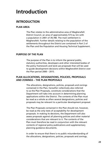 Magherafelt Area Plan 2015: Draft Plan - The Planning Service