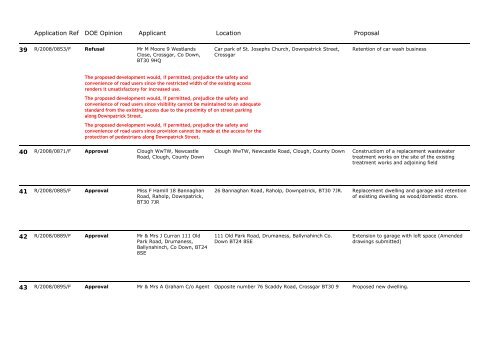 Council Schedules: Down - 27/04/09 - The Planning Service