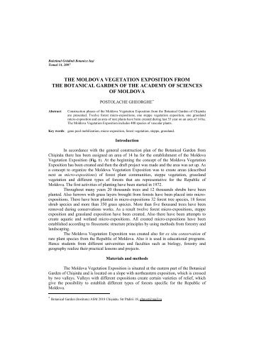 the moldova vegetation exposition from - Journal of Plant ...