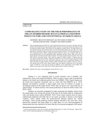 comparative study on the field performance of fhia-01 (hybrid ...