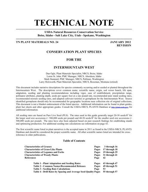 Idaho Plant Materials Technical Note No. 24