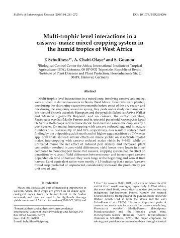 Multi-trophic level interactions in a cassava-maiz...