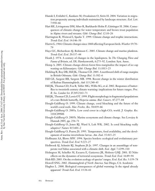 Ecological and Evolutionary Responses to Recent Climate Change