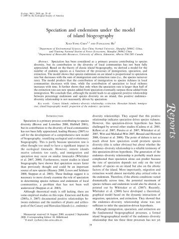 Speciation and endemism under the model of island biogeography