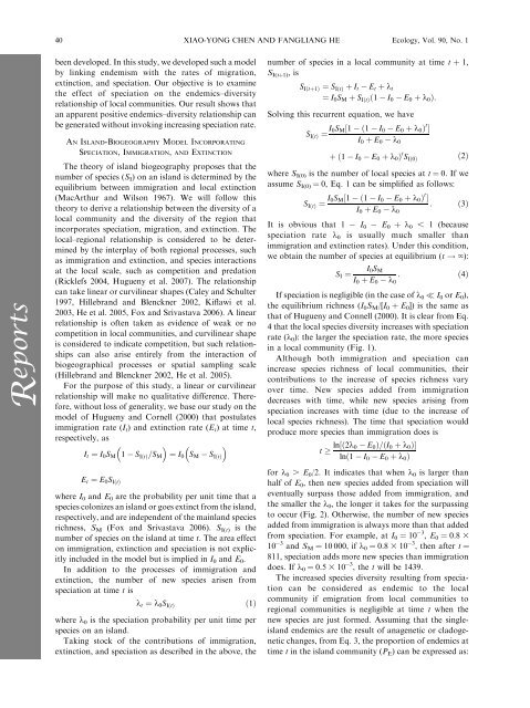 Speciation and endemism under the model of island biogeography