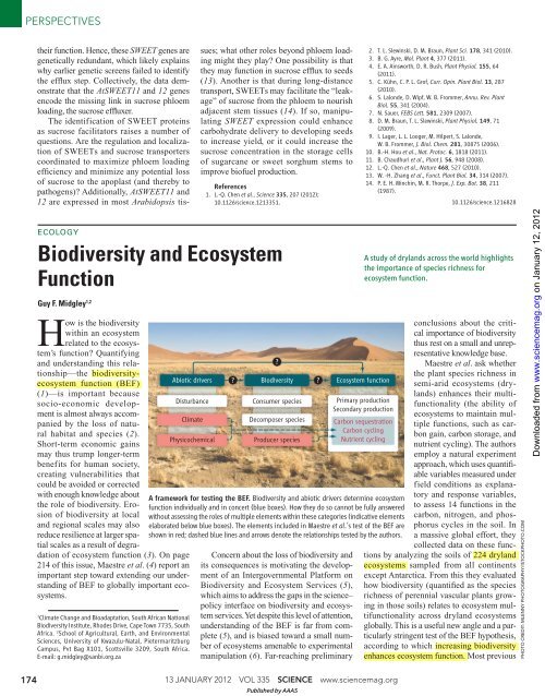 Ecology. Biodiversity and ecosystem function. - ResearchGate