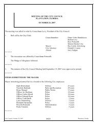Minutes of the Joint Meeting of the - City of Plantation