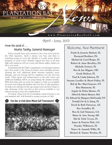 April-June 2013 Club Newsletter - Plantation Bay - Golf & Country ...