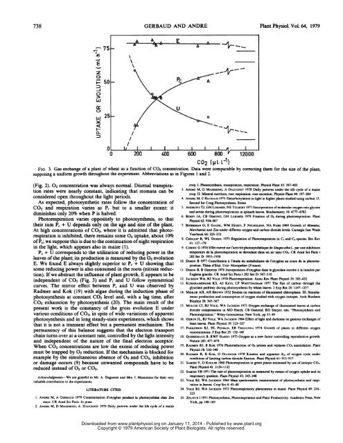 Photosynthesis and Photorespiration in Whole ... - Plant Physiology