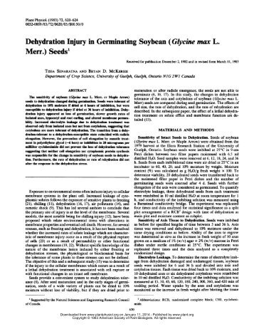 Dehydration Injury in Germinating Soybean ... - Plant Physiology