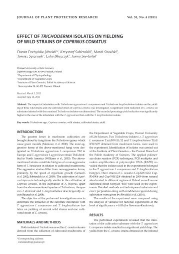 effect of trichoderma isolates on yielding of wild strains of coprinus ...