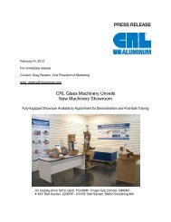 PRESS RELEASE CRL Glass Machinery Unveils New Machinery ...