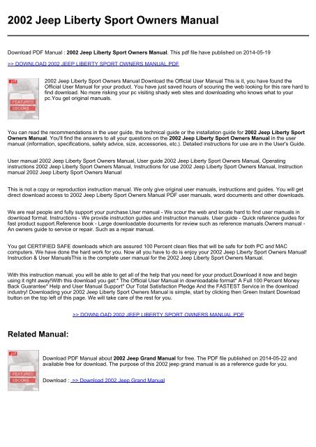2002 JEEP LIBERTY OWNERS MANUAL FREE DOWNLOAD PDF DOWNLOAD visual data 2