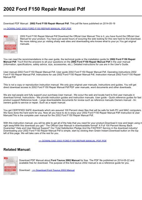 1984 FORD F150 REPAIR MANUAL PDF visual data 7