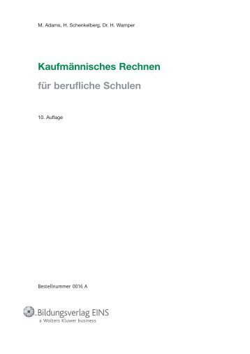 KaufmÃ¤nnisches Rechnen fÃ¼r berufliche Schulen - Bildungsverlag ...