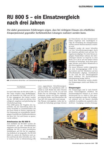 RU 800 S â ein Einsatzvergleich nach drei Jahren - Plasser & Theurer