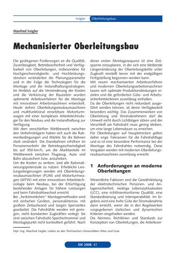 Mechanisierter Oberleitungsbau - Plasser & Theurer
