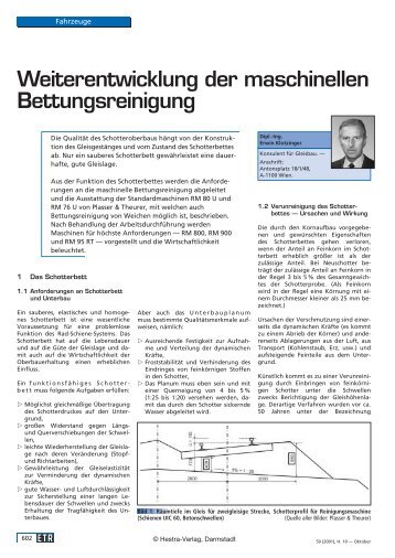 Weiterentwicklung der maschinellen ... - Plasser & Theurer