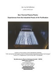 Non Thermal Plasma Plants: Experiences from the ... - PlasTEP