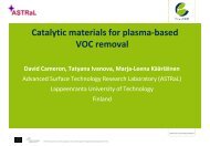 Catalytic materials for plasma based exhaust gas treatment - PlasTEP