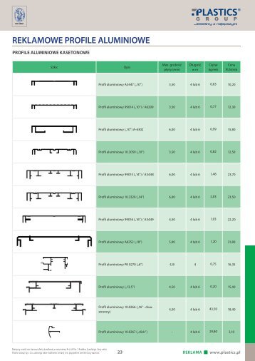 REKLAMOWE PROFILE ALUMINIOWE - plastics.pl