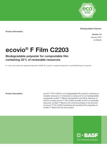 Ecovio F Film C2203 - Product data sheet - BASF Plastics Portal