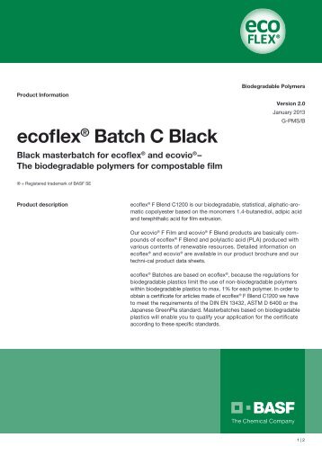 Ecoflex Batch C Black - Product data sheet - BASF Plastics Portal