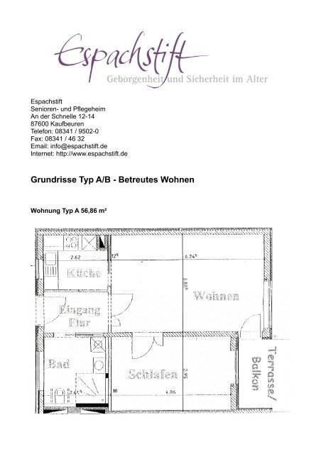 Grundrisse Typ A B Betreutes Wohnen Espachstift Kaufbeuren