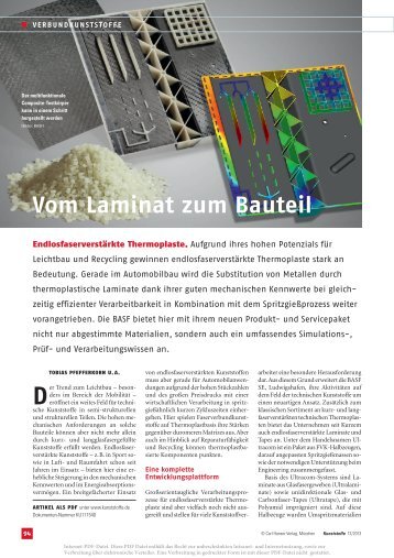 Vom Laminat zum Bauteil - BASF Plastics Portal