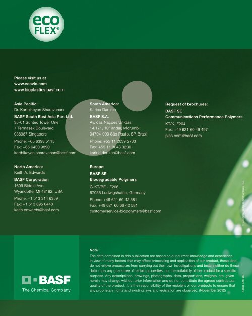 ecoflexÂ® Brochure - BASF Plastics Portal