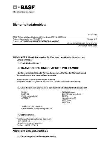 ultramid® c3u ungefaerbt polyamide - BASF Plastics Portal