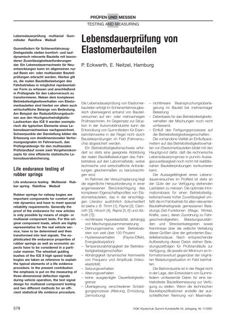 LebensdauerpruÄŒfung von Elastomerbauteilen - Plastverarbeiter