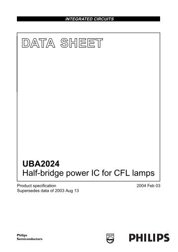 UBA2024 Half-bridge power IC for CFL lamps - DataSheet