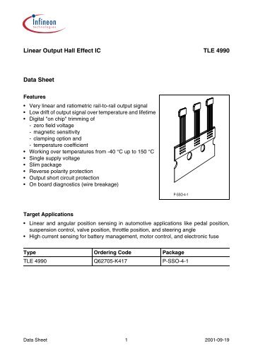Linear Output Hall Effect IC TLE 4990 Data Sheet