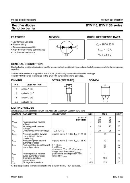 Rectifier diodes Schottky barrier