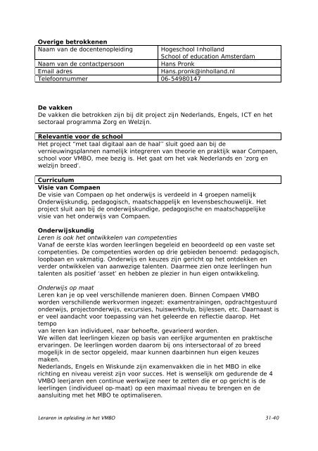 Verslag van Compaen VMBO Zaandam (pdf) - Stichting Platforms ...